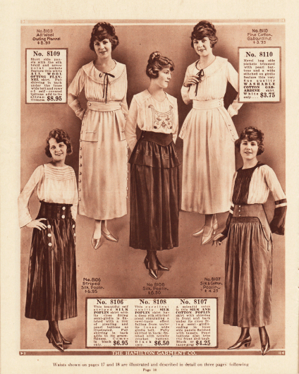 Röcke für Frauen aus Woll-Flanell, Seiden-Popeline, Seiden und Baumwoll-Popeline und Baumwoll-Gabardine. Einzelne Röcke zeigen tunikaartige Effekte und Schoßteile.